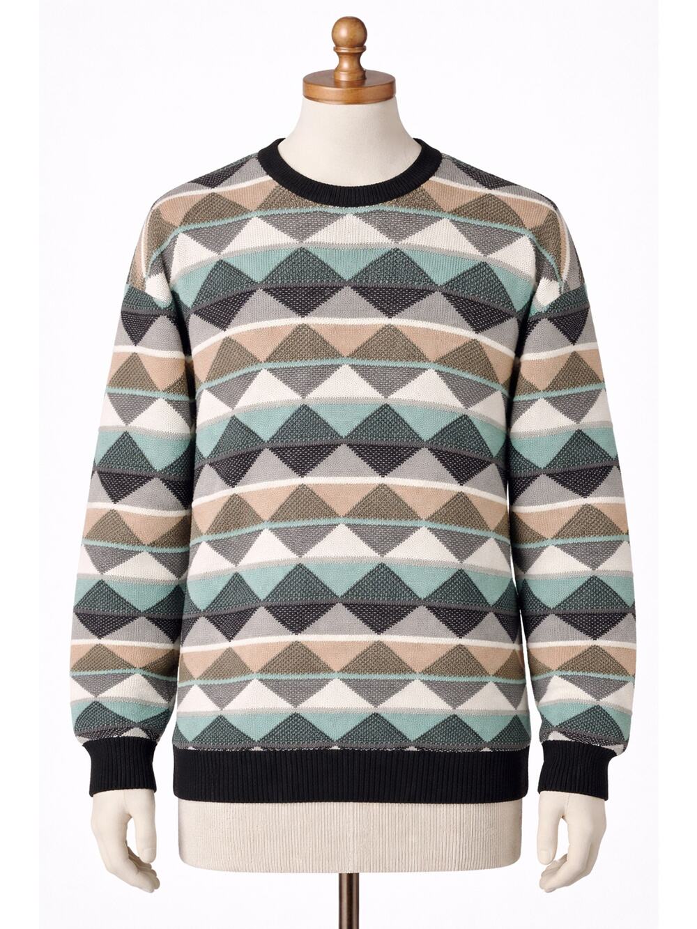 Coogi | Knit Sweater Black Green White Triangle Print Large